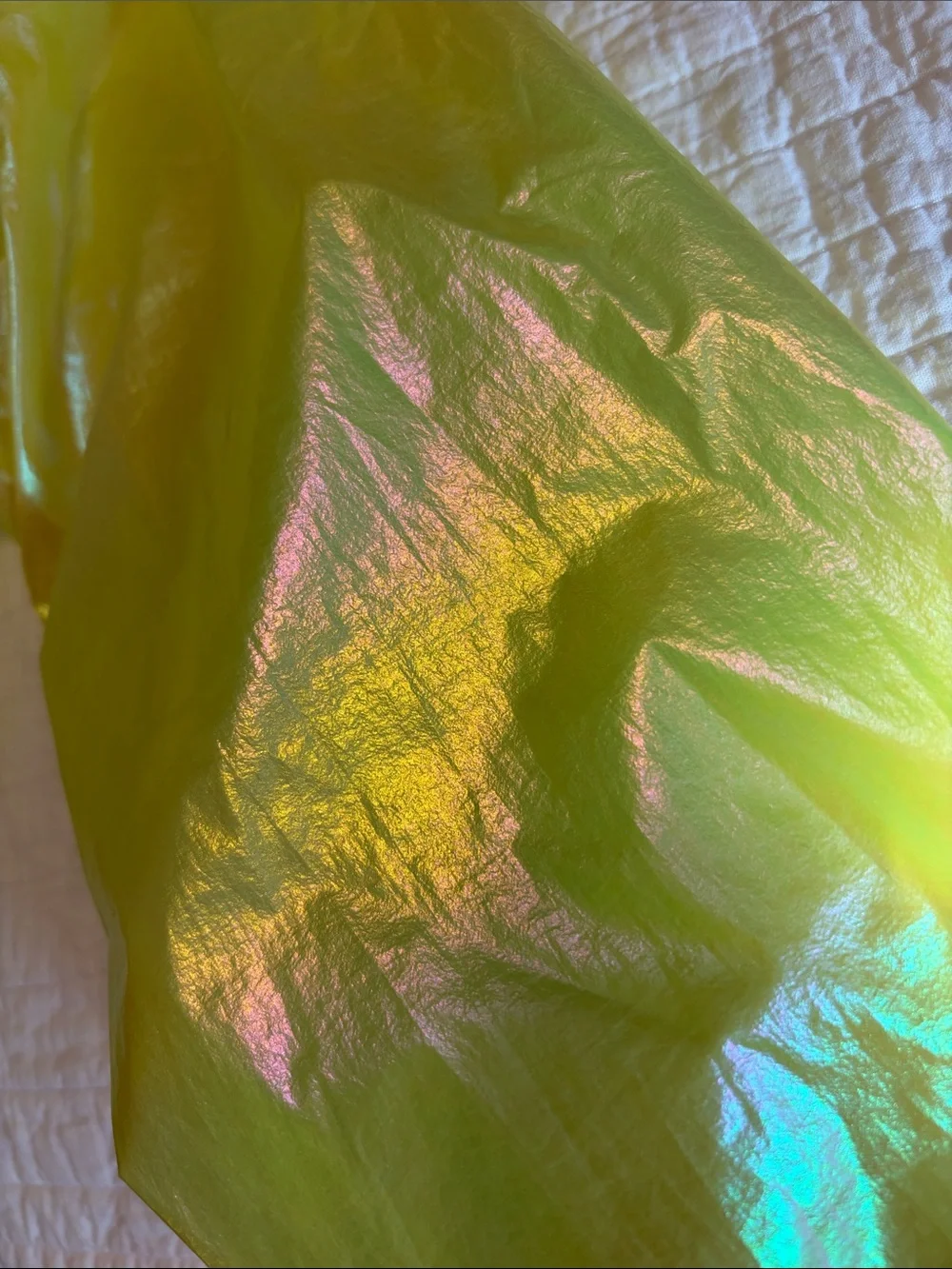 Easel Iridescent Yellow Nylon hooded Jacket - Shimmery Finish, full zip, Sz MED